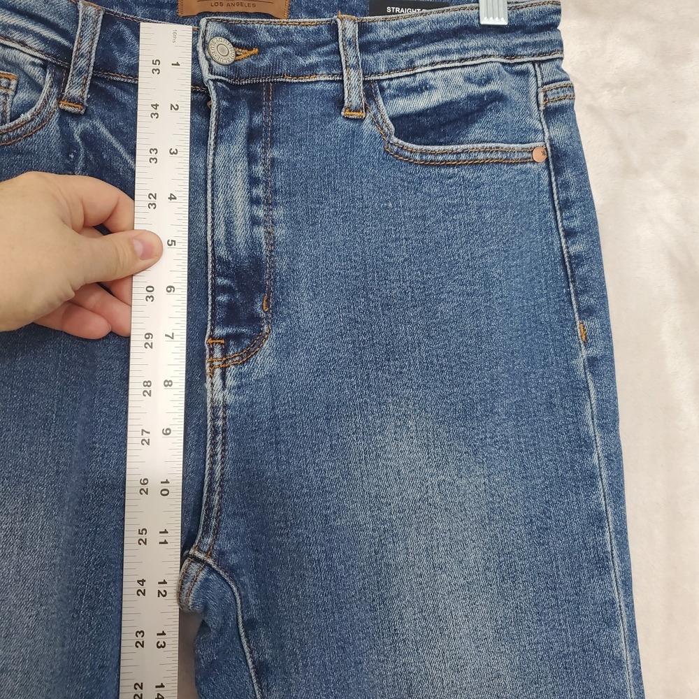 Judy Blue Jeans Womens 11/30 Straight Fit Flannel Lined Blue Stretch Denim EUC - Picture 8 of 10